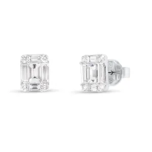 Emerald-Cut Diamond Illusion Stud Earrings