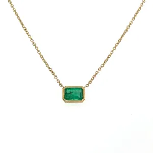 Emerald Cut Gemstone Bezel Set Solitaire Necklace