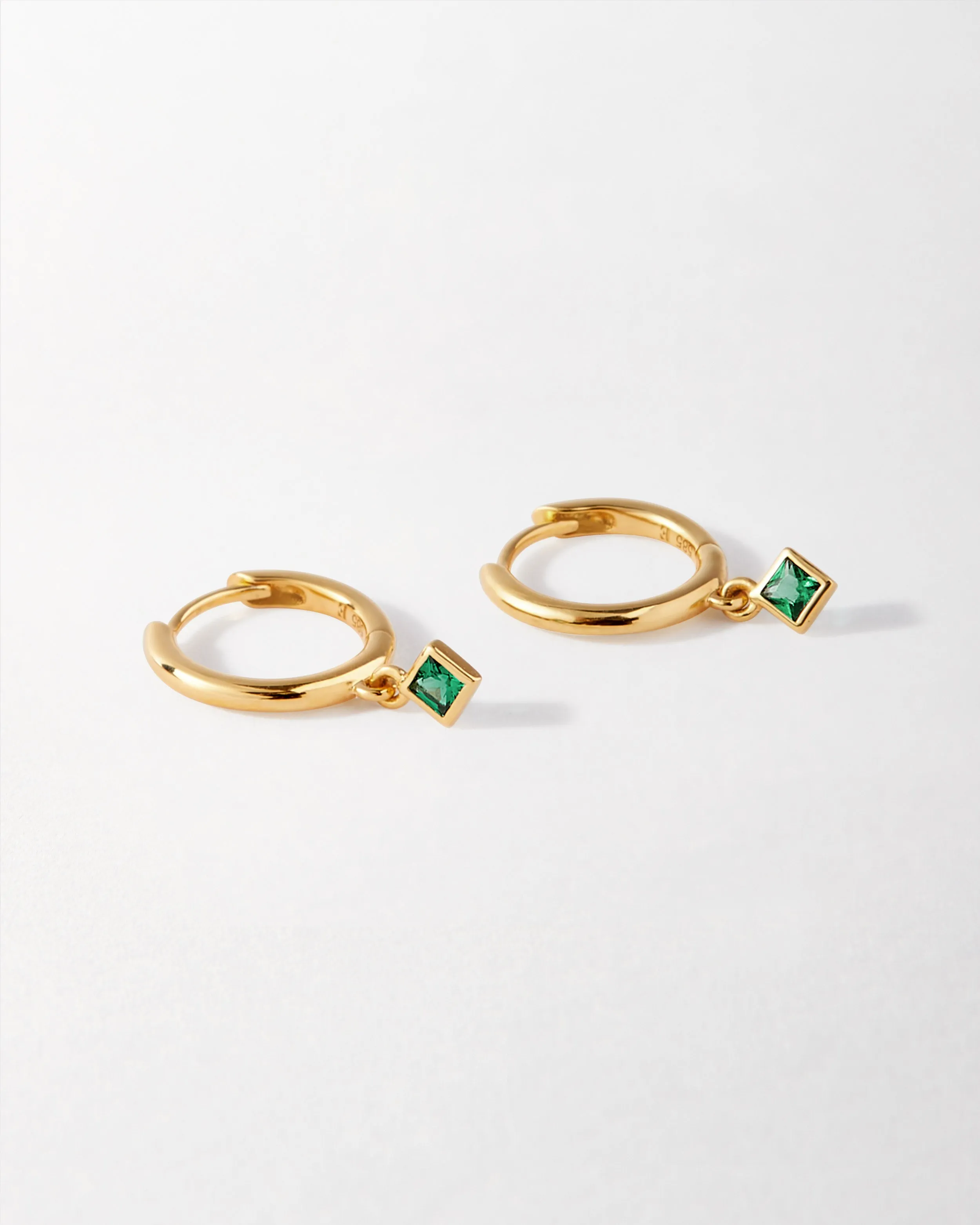 Emerald Gold Huggie Earrings