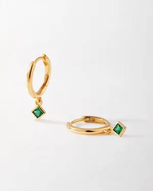 Emerald Gold Huggie Earrings