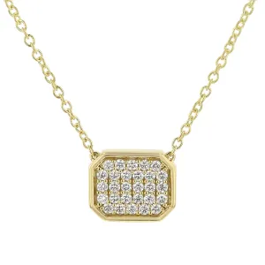 Emerald Shape Pave Pendant Necklace