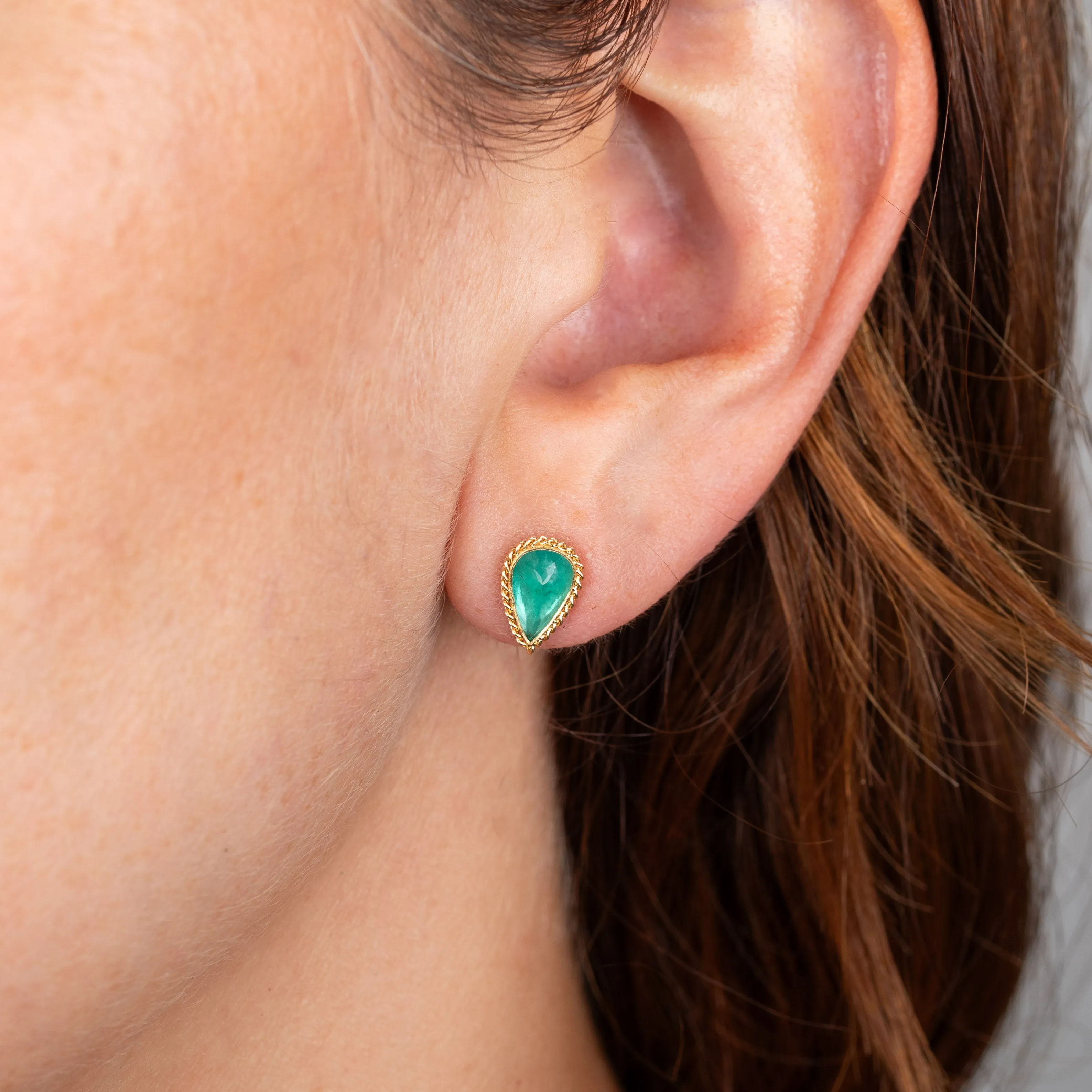 Emerald Teardrop Stud Earrings