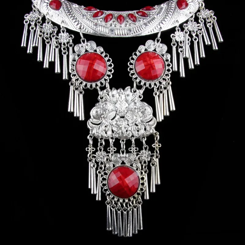 Ethnic Style Exaggerated Large Collar Jewelry Necklace Hang Decorations Accessories Miao Silver Accessories Necklace