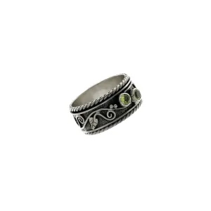 Ethos Sterling Silver And Peridot Spinner Ring