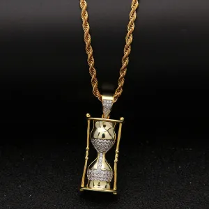 Fashion Hourglass Pendant Necklace 2 Colors AAA Zircon Iced Out Mens Necklace Street Style Hip Hop Jewelry