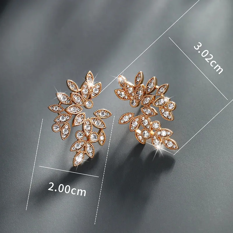 Fashion Simple Classic Marquise Earrings Women's Exquisite Temperament Micro-encrusted Zirconium Petal Earrings