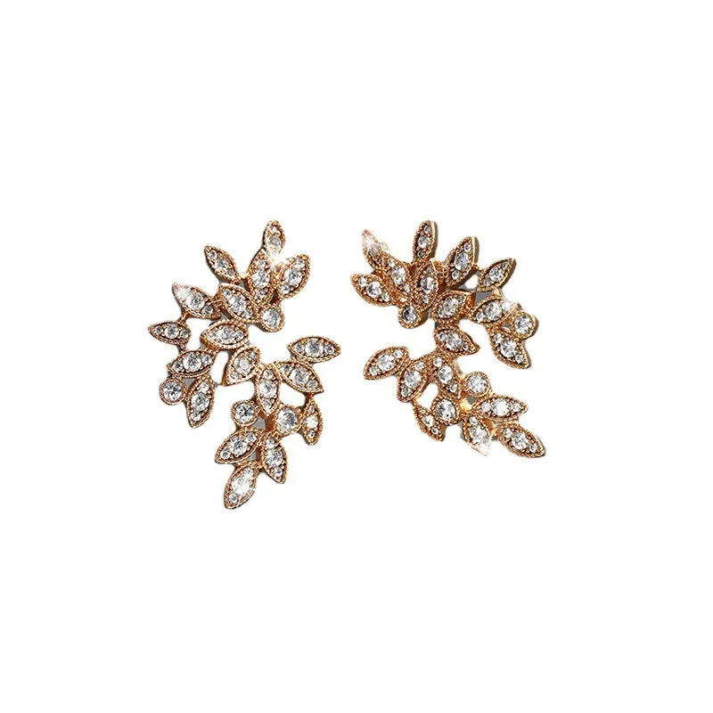 Fashion Simple Classic Marquise Earrings Women's Exquisite Temperament Micro-encrusted Zirconium Petal Earrings