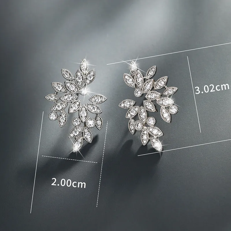 Fashion Simple Classic Marquise Earrings Women's Exquisite Temperament Micro-encrusted Zirconium Petal Earrings