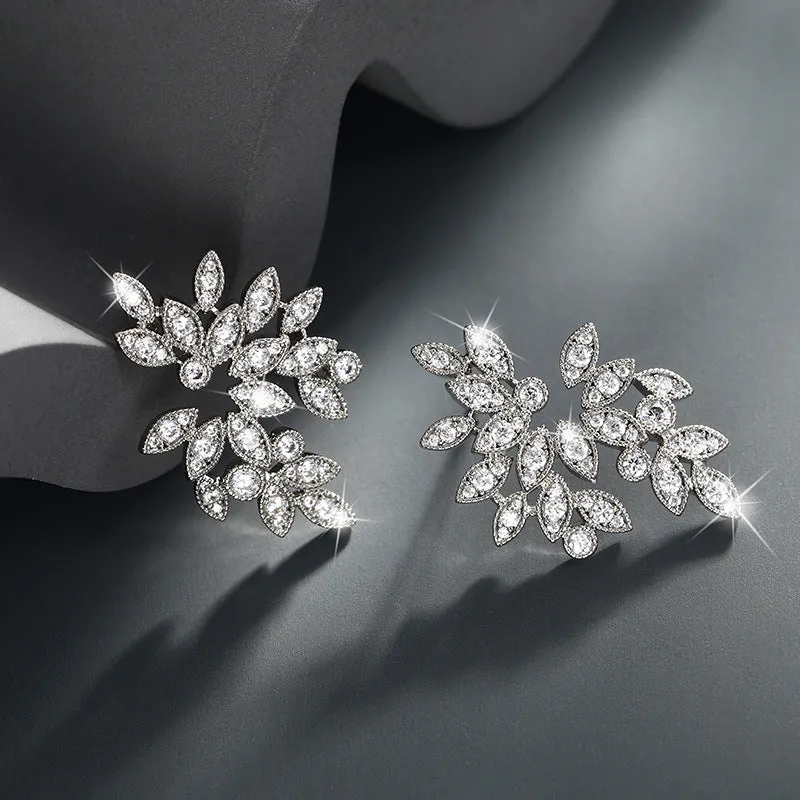 Fashion Simple Classic Marquise Earrings Women's Exquisite Temperament Micro-encrusted Zirconium Petal Earrings