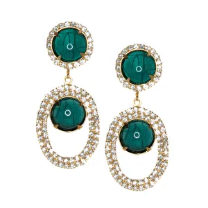 Flawed Emerald Open Teardrop Clip Earrings