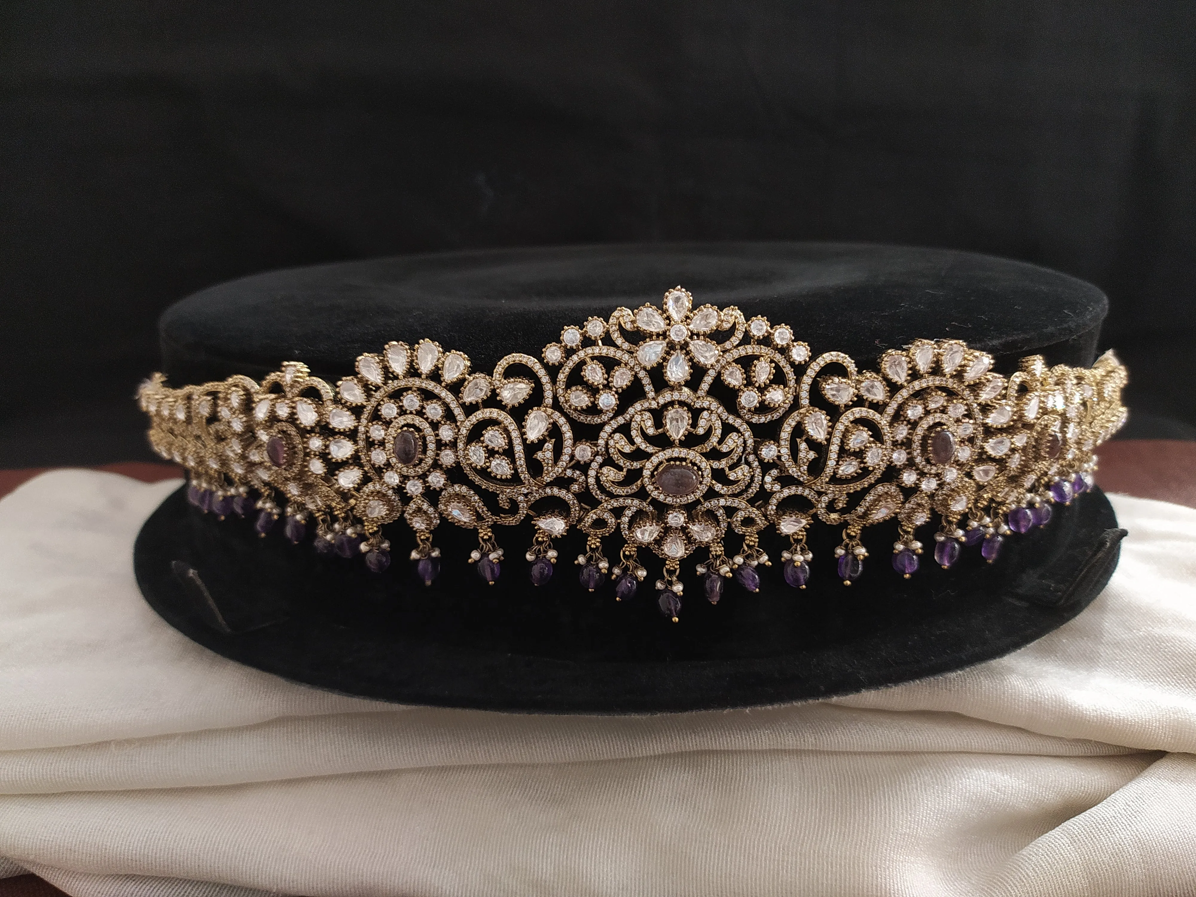 Floral Design Victorian Hip Belts with Moissanite Stones