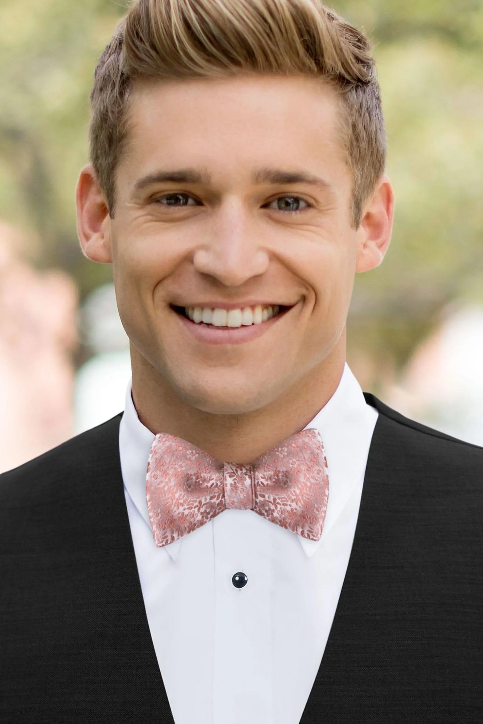 Floral Dusty Coral Bow Tie