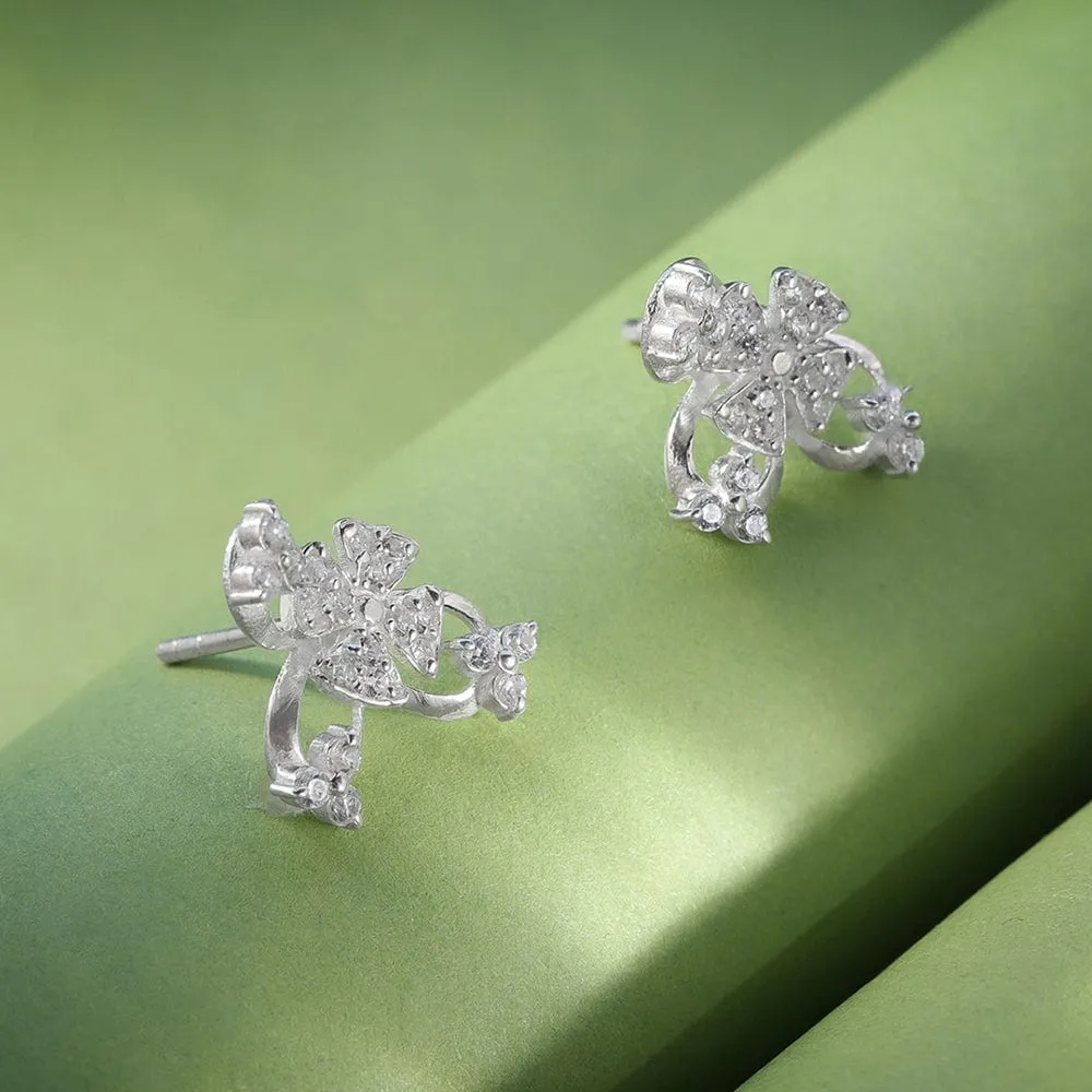 Floral Radiance Silver Studs