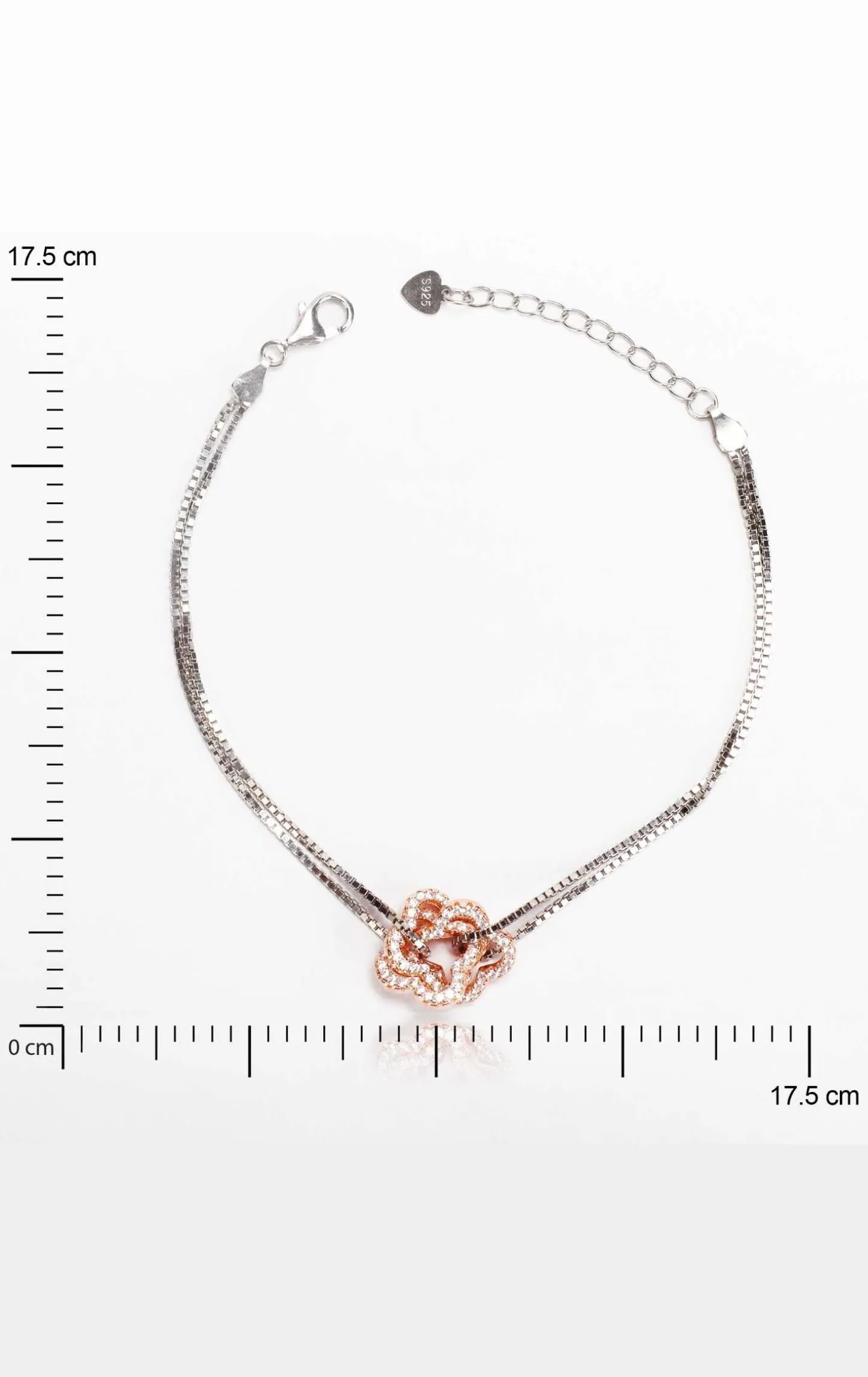 Flower Intermingled Dual Chain Bracelet Silver