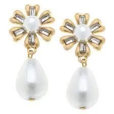 Flower Pearl Drop Earring