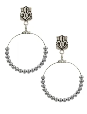 French Kande FDL and Silver Plated Hematite Hoop Earring LX450-Y