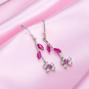 Frosty Blooms Rhodium-Plated Cubic Zirconia Floral Earrings