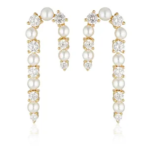 Georgini Noel Nights Candy Cane Pearl Earrings Gold