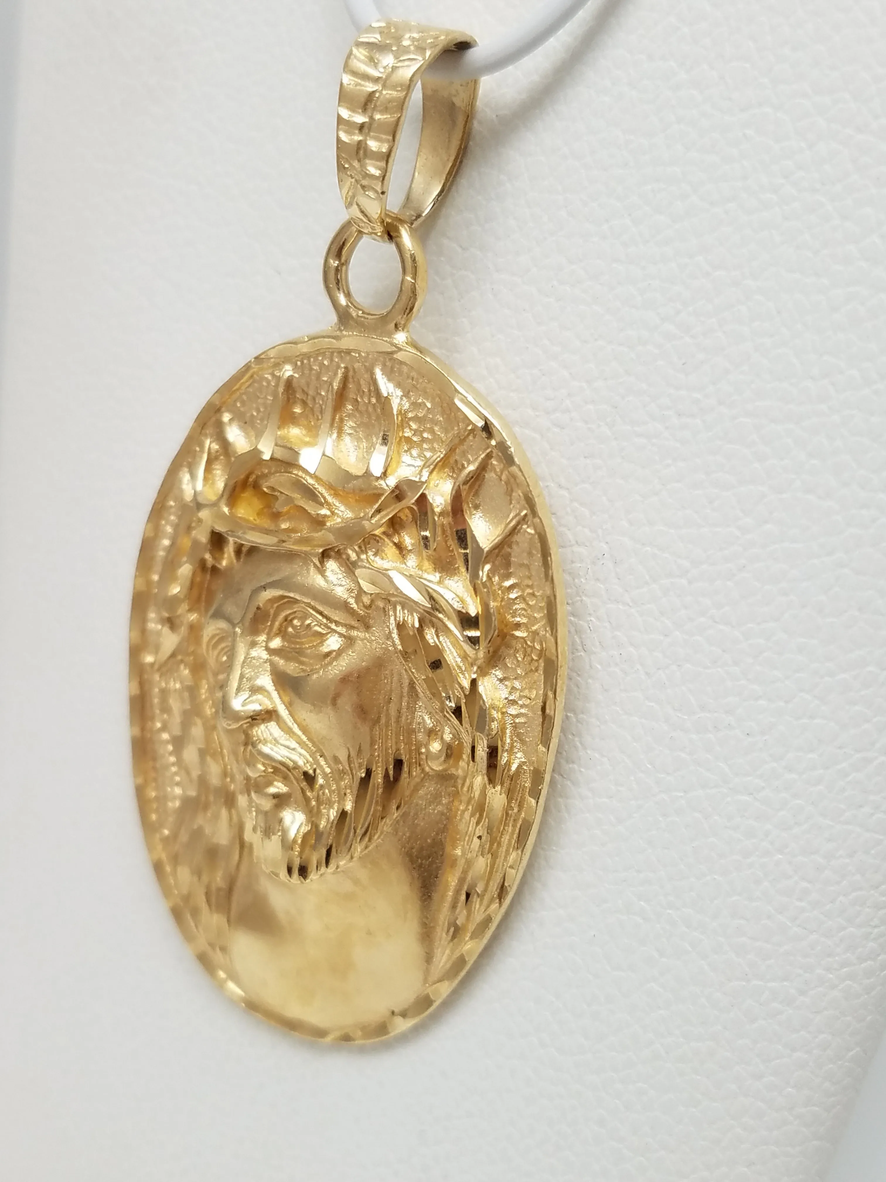 Glorious 14k Yellow Gold Jesus Head Pendant