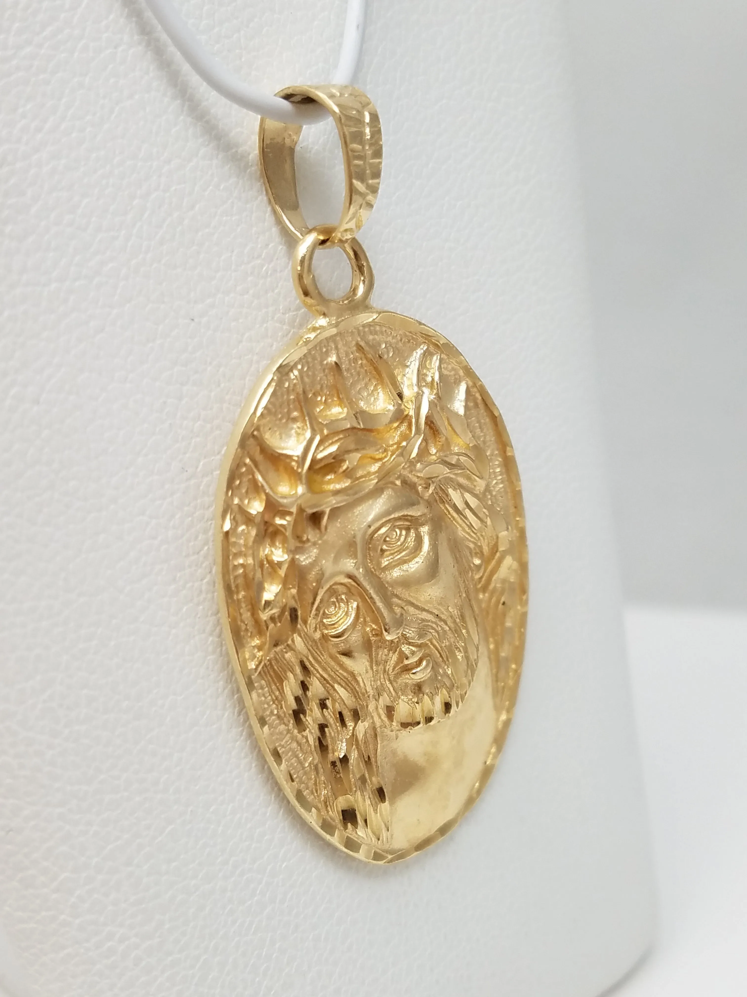 Glorious 14k Yellow Gold Jesus Head Pendant