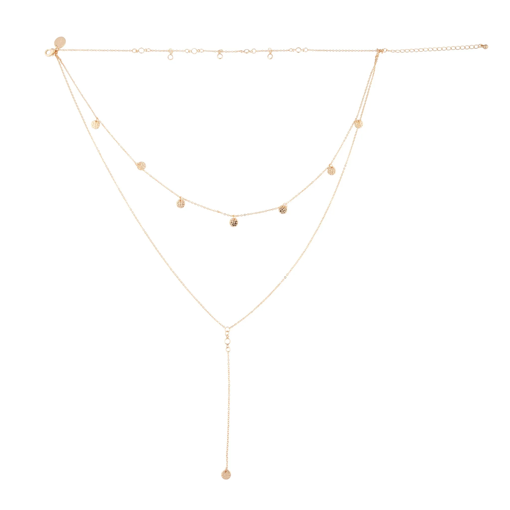 Gold Disc Multi Layer Diamante Choker