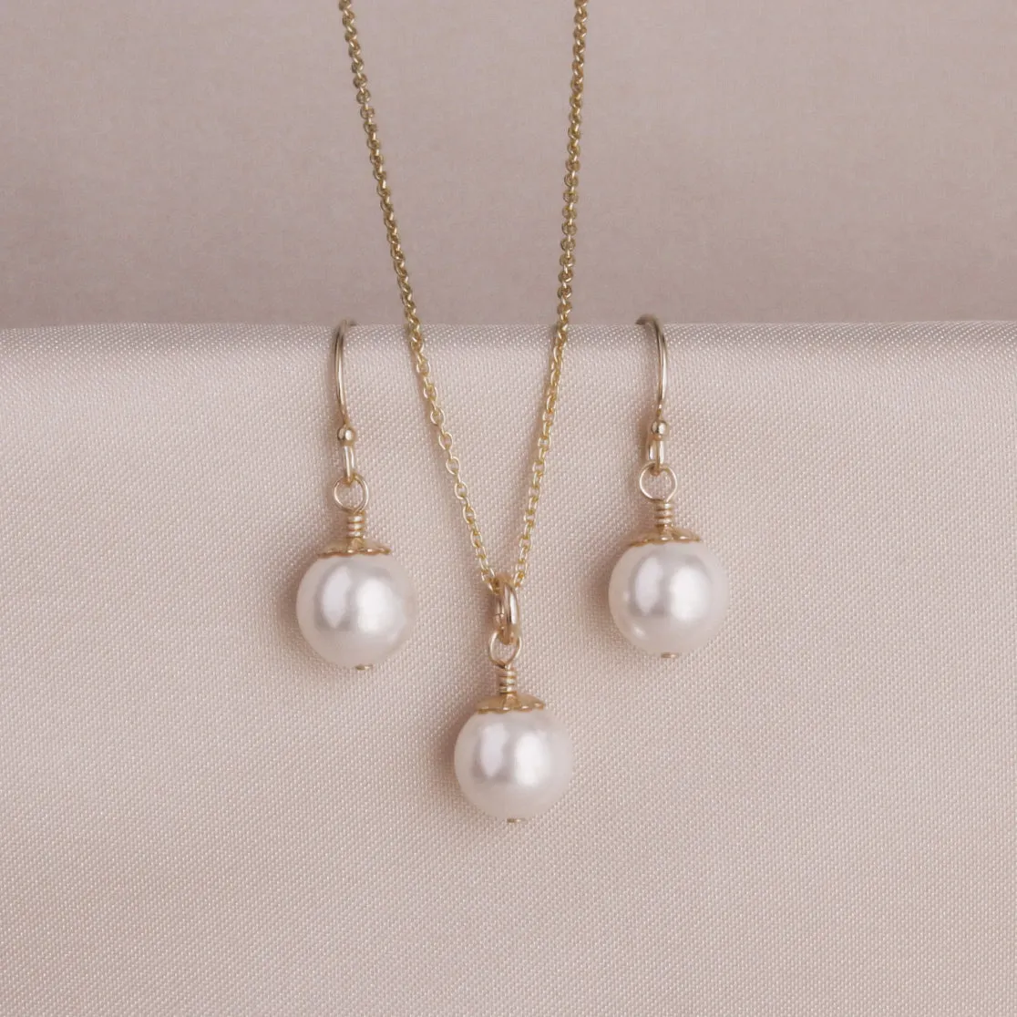 Gold-Filled Pearl Earring & Necklace Set