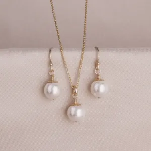 Gold-Filled Pearl Earring & Necklace Set