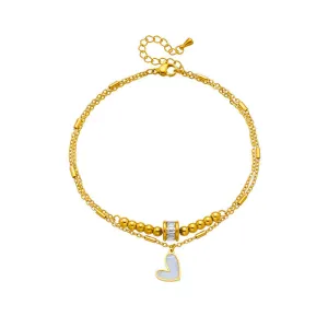 Gold Heart Charm Anklet