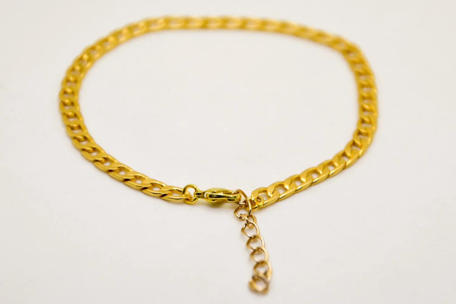 Gold plated flat chain anklet, gift for her