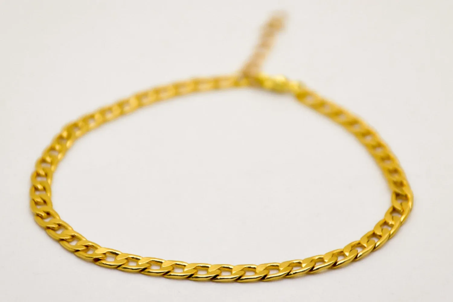 Gold plated flat chain anklet, gift for her