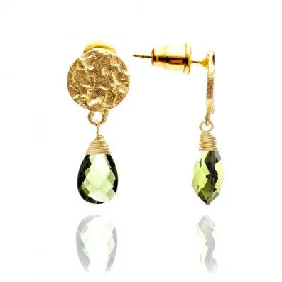 Gold Plated Lemon Quartz Drop Earrings