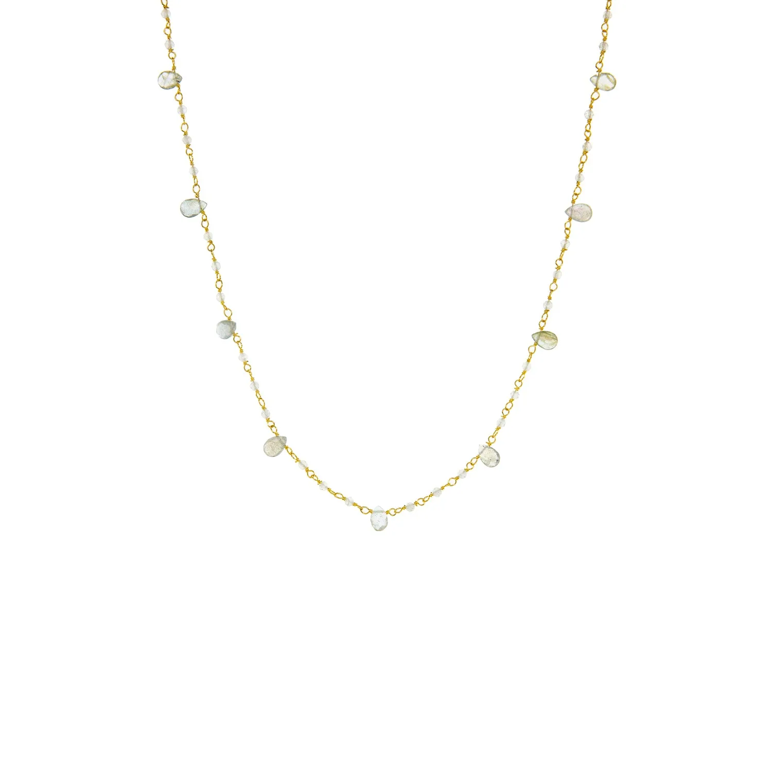 gold plated natural stone beaded necklace