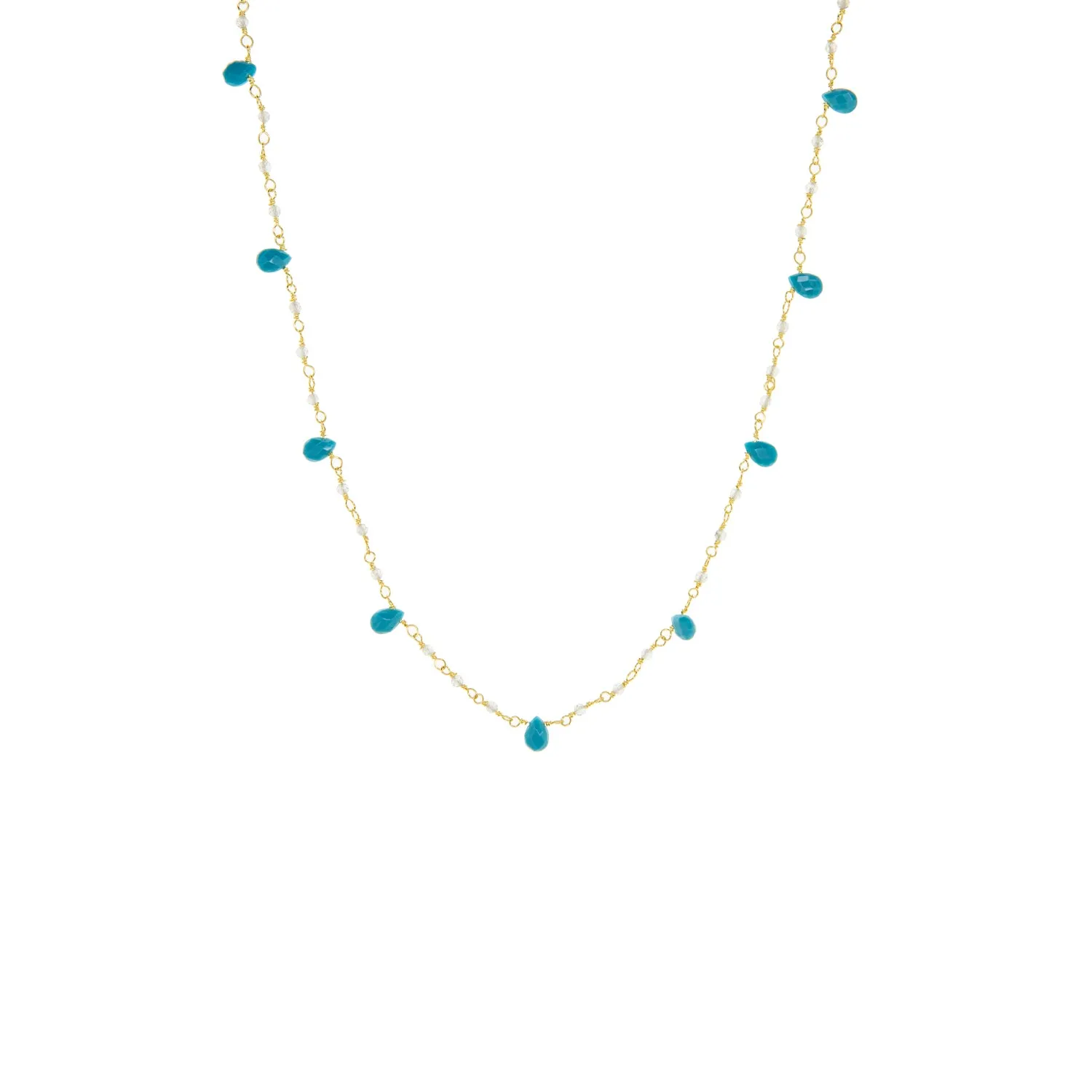 gold plated natural stone beaded necklace