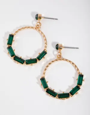 Gold Twisted Gem Drop Earrings