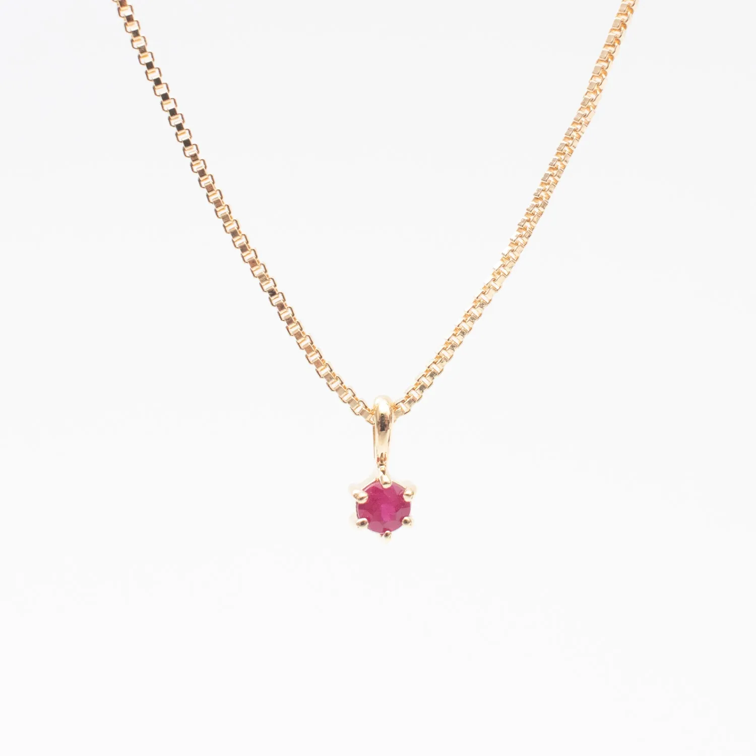 Gold Vermeil Round Claw Set Ruby Necklace