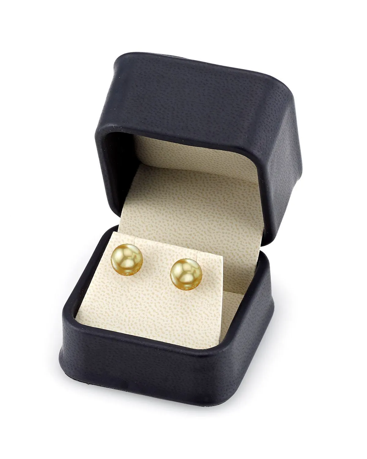 Golden South Sea Round Pearl Stud Earrings, 8.0-9.0mm