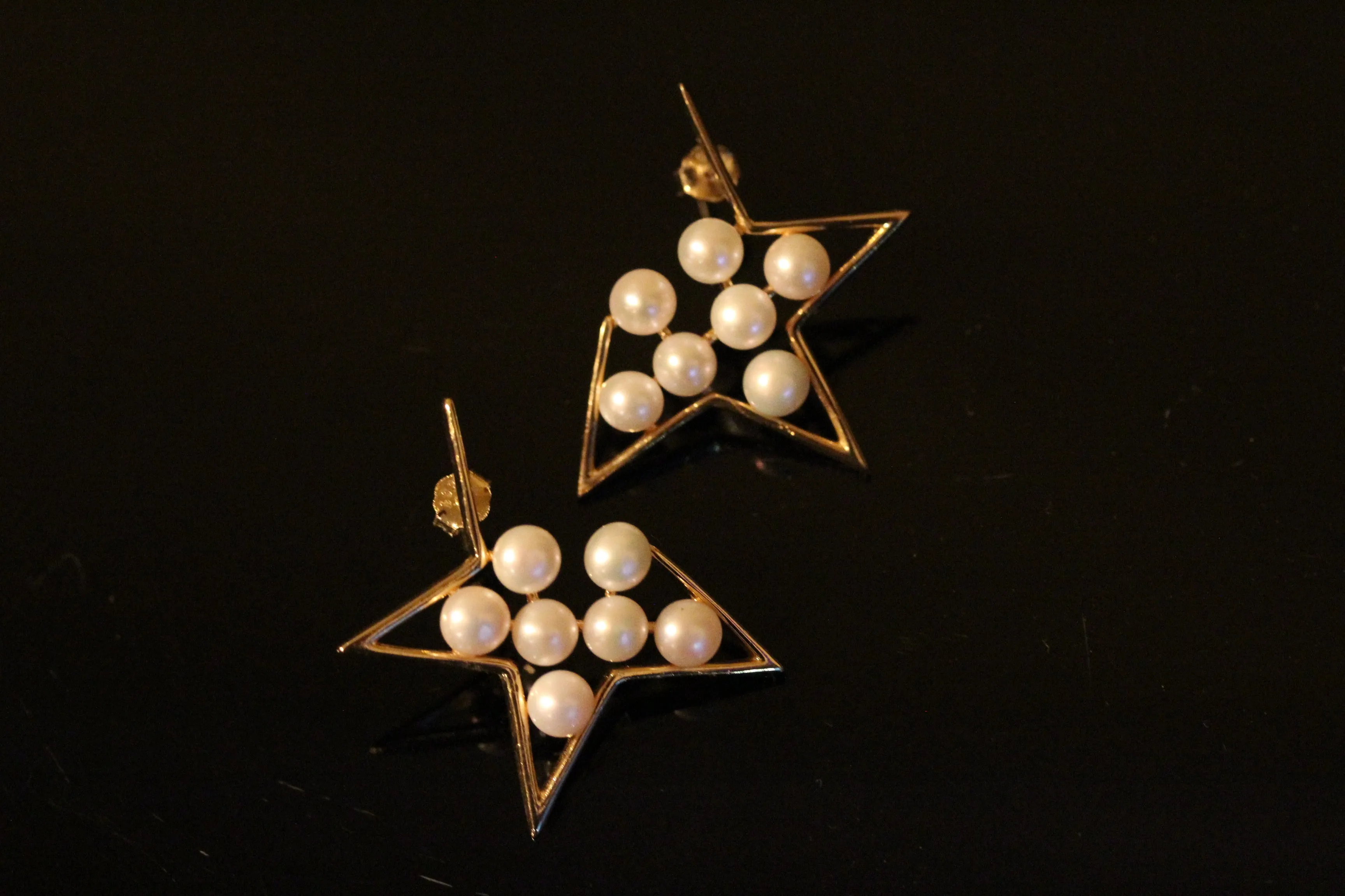 Golden Star Pearl Earrings