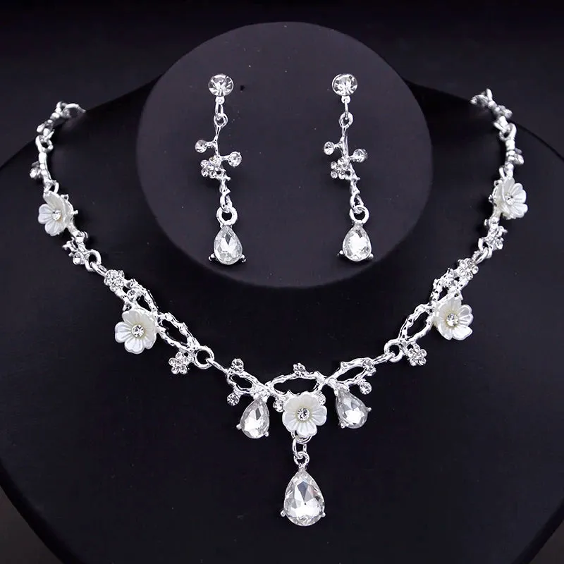 Gorgeous Crystal Luxury Flower Choker Necklace Earring Fashion Sets