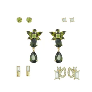 Green Drop Stone Earring Post Set