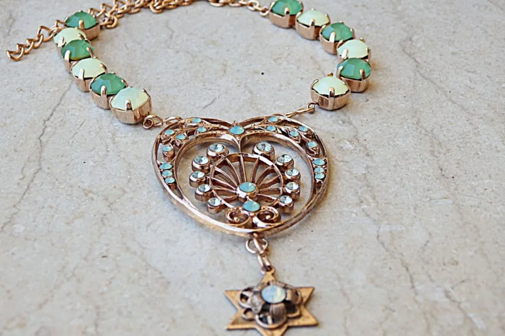 Green Star of David Necklace