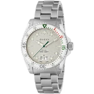 Gucci Dive 40mm Silver Dial Steel on Steel Men's Watch YA136336