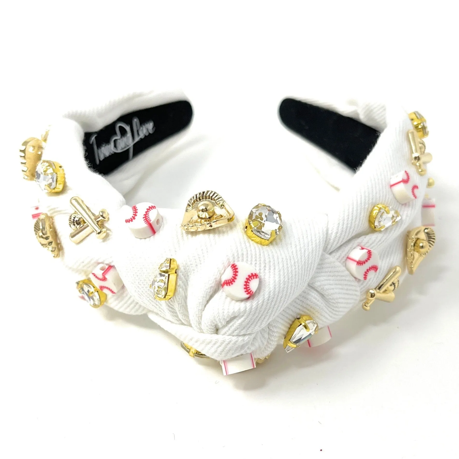 Hand Sewn Baseball Jeweled Knot Headband