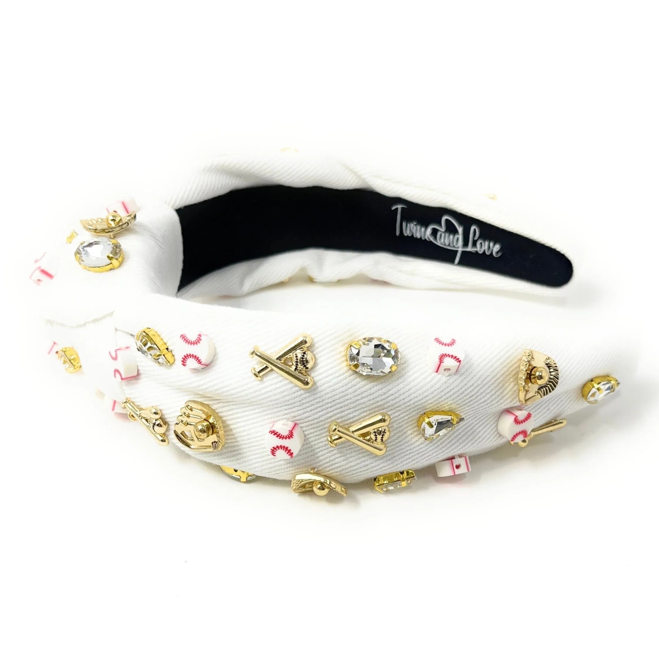 Hand Sewn Baseball Jeweled Knot Headband