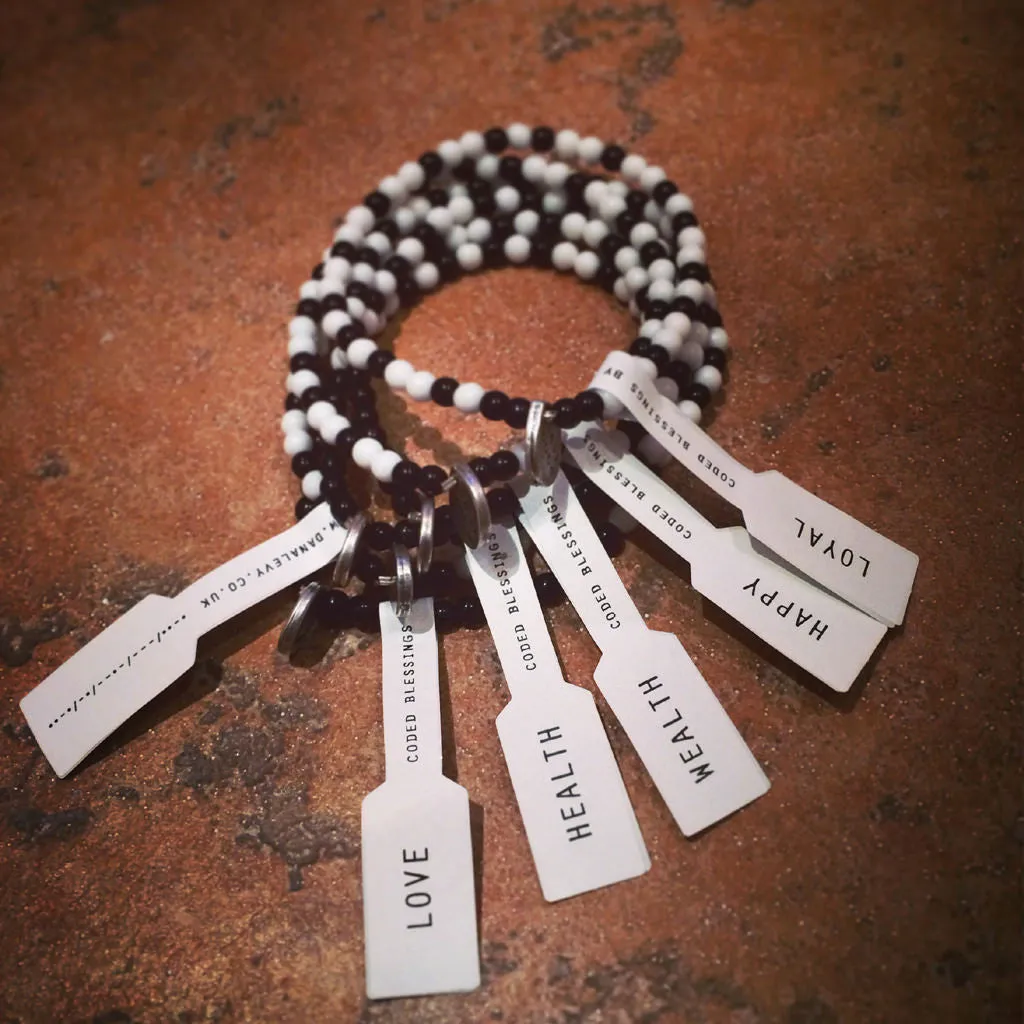 Health Morse Code Blessing Glass Bead Bracelet