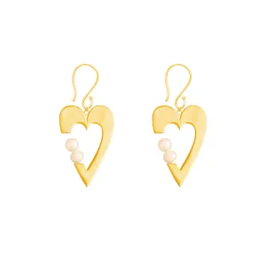 Heart Pearl Drop Earrings