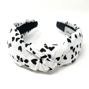 Hearts White Knot Headband