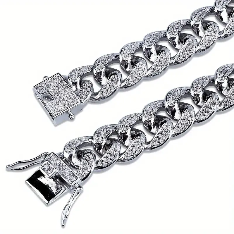 Iced Out Hip Hop Zircon Cuban Chain Bracelet for Men