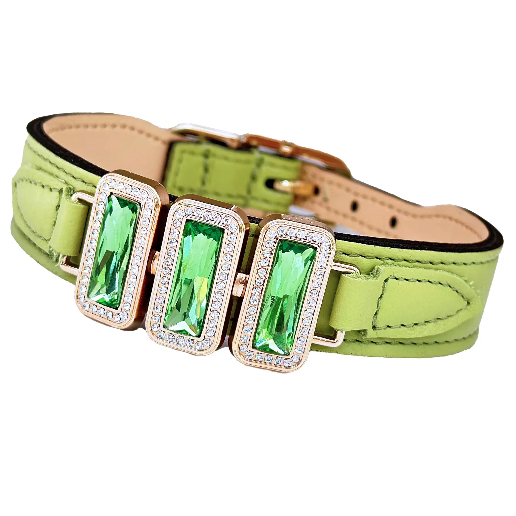 Imperial Dog Collar in Lime Green, Peridot & Gold