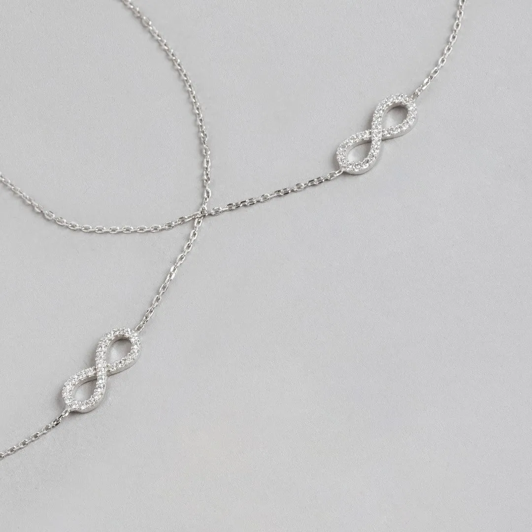 Infinite Radiance Rhodium-Plated 925 Sterling Silver CZ Chain Anklet