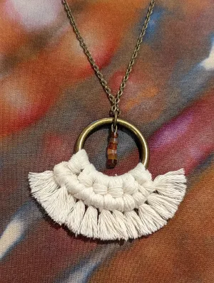 Ivory on Antiqued Bronze Ring with Citrine Stone Accent Necklace